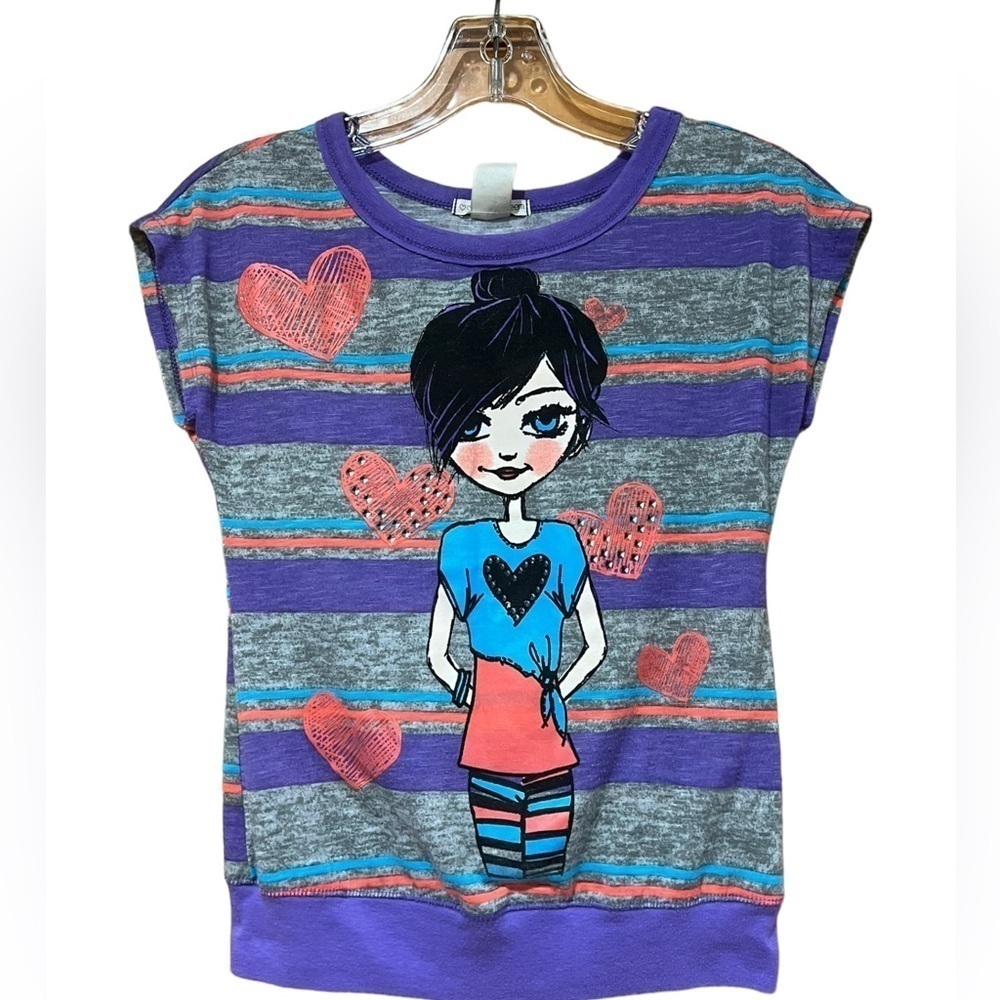 Self Esteem Striped Short Sleeve Tee Girl's Medium